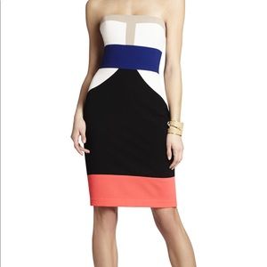 BCBG MaxAzria Strapless Color Block Dress